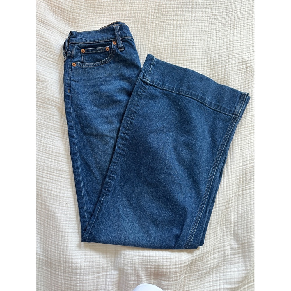 J.Crew Five Pocket Wide-Leg Jeans Medium Wash Flare Reimagined Sustainable 28